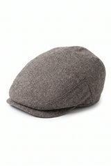 Casquette plate marron en laine mélangée pour homme