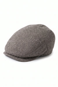 Casquette plate marron en laine mélangée pour homme