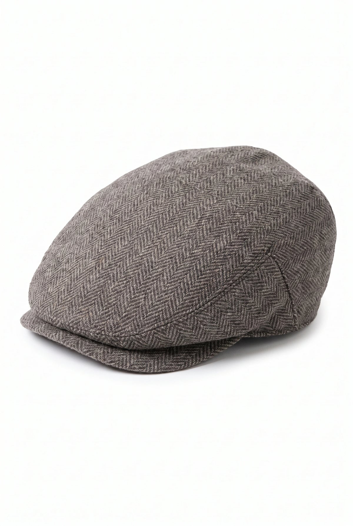Casquette plate marron en laine mélangée pour homme