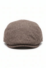 Casquette plate marron en laine mélangée pour homme