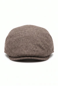 Casquette plate marron en laine mélangée pour homme