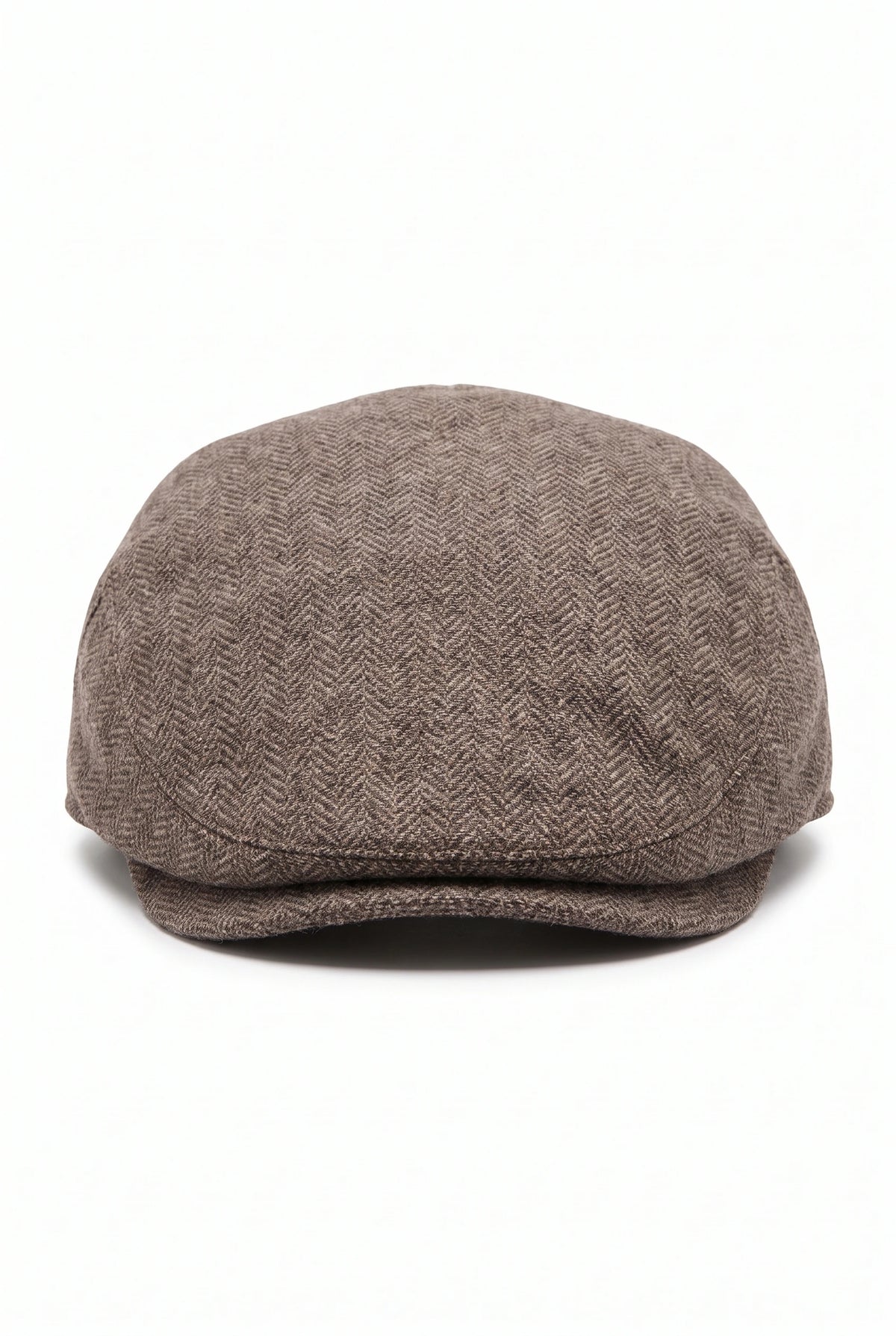 Casquette plate marron en laine mélangée pour homme
