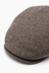 Casquette plate marron en laine mélangée pour homme