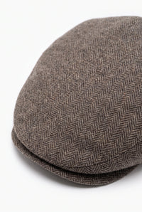 Casquette plate marron en laine mélangée pour homme