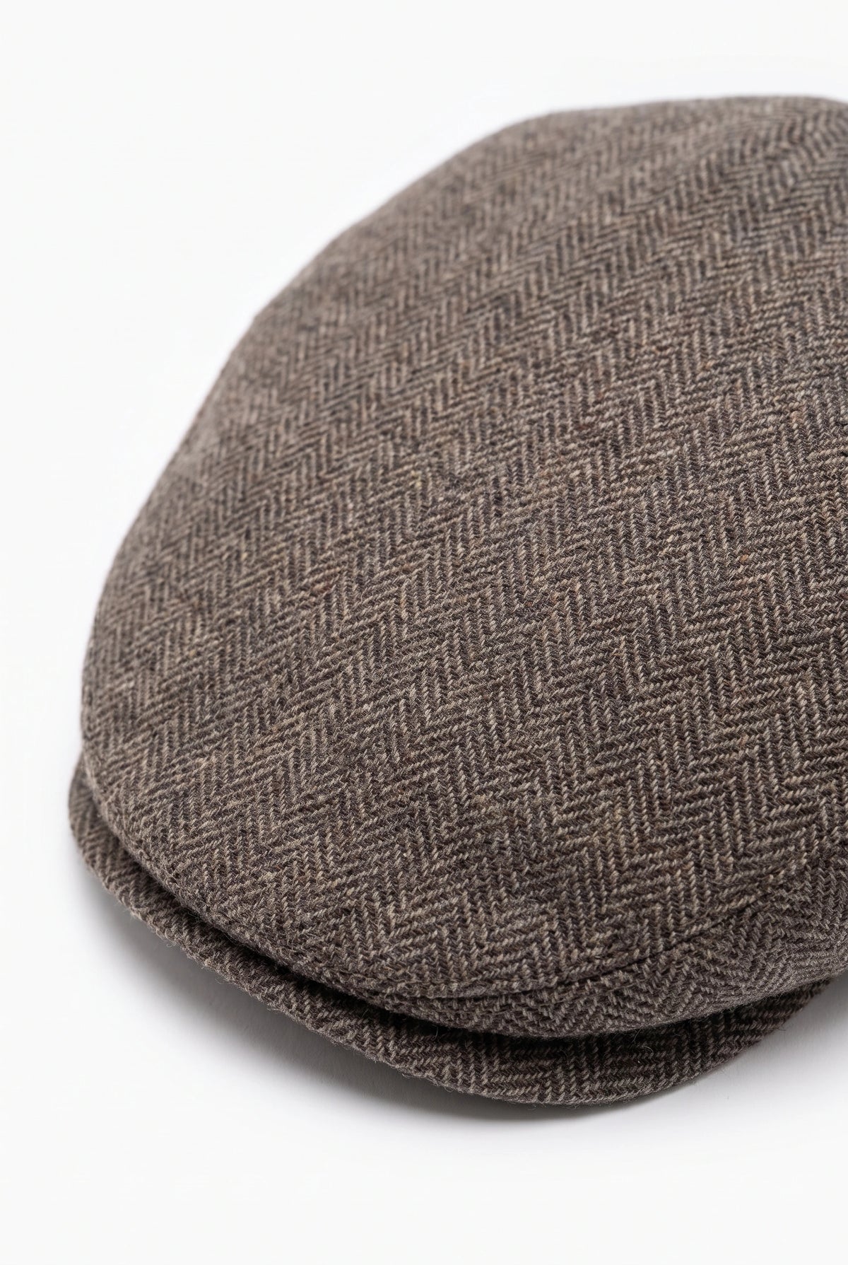 Casquette plate marron en laine mélangée pour homme