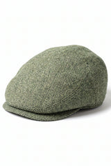 Casquette plate verte en laine mélangée pour homme