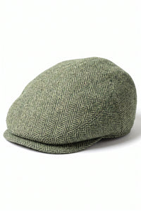Casquette plate verte en laine mélangée pour homme