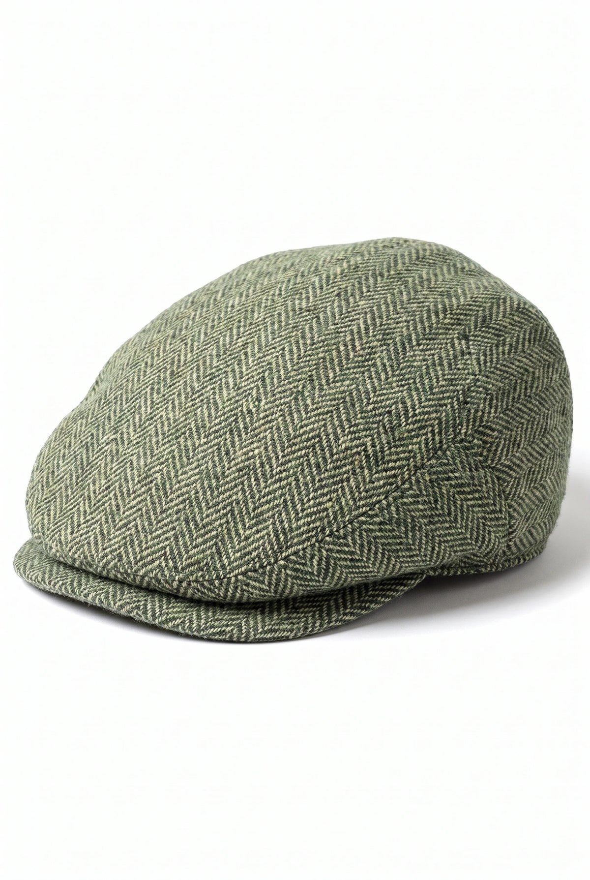 Casquette plate verte en laine mélangée pour homme
