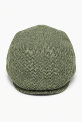 Casquette plate verte en laine mélangée pour homme