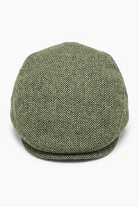 Casquette plate verte en laine mélangée pour homme