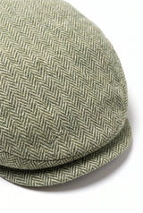 Casquette plate verte en laine mélangée pour homme