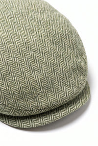 Casquette plate verte en laine mélangée pour homme