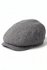 Casquette plate grise en laine mélangée pour homme