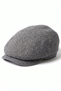 Casquette plate grise en laine mélangée pour homme