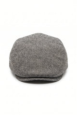 Casquette plate grise en laine mélangée pour homme