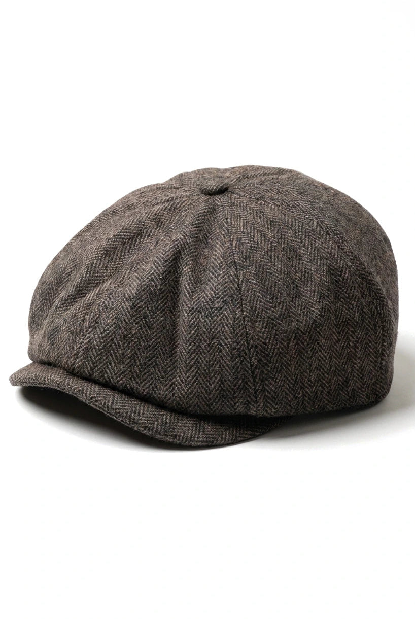 Casquette plate classique à chevrons pour homme - Marron