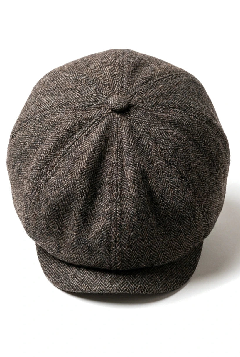 Casquette plate classique à chevrons pour homme - Marron