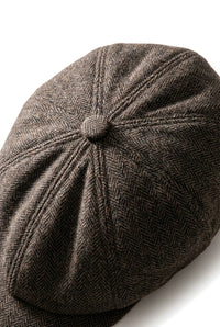 Casquette plate classique à chevrons pour homme - Marron