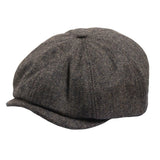 Casquette plate classique à chevrons pour homme - Marron
