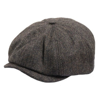 Casquette plate classique à chevrons pour homme - Marron