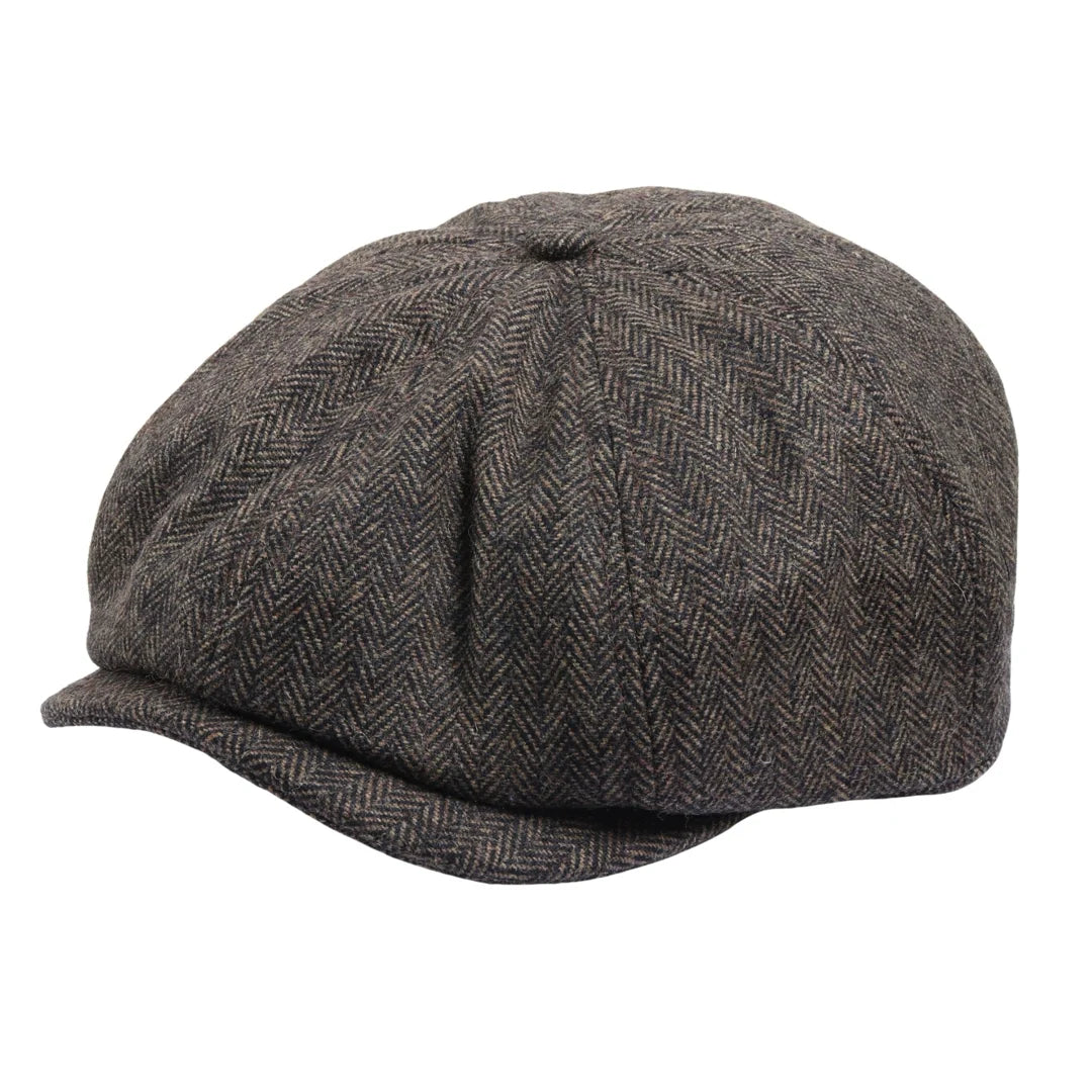 Casquette plate classique à chevrons pour homme - Marron