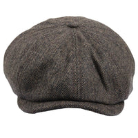 Casquette plate classique à chevrons pour homme - Marron