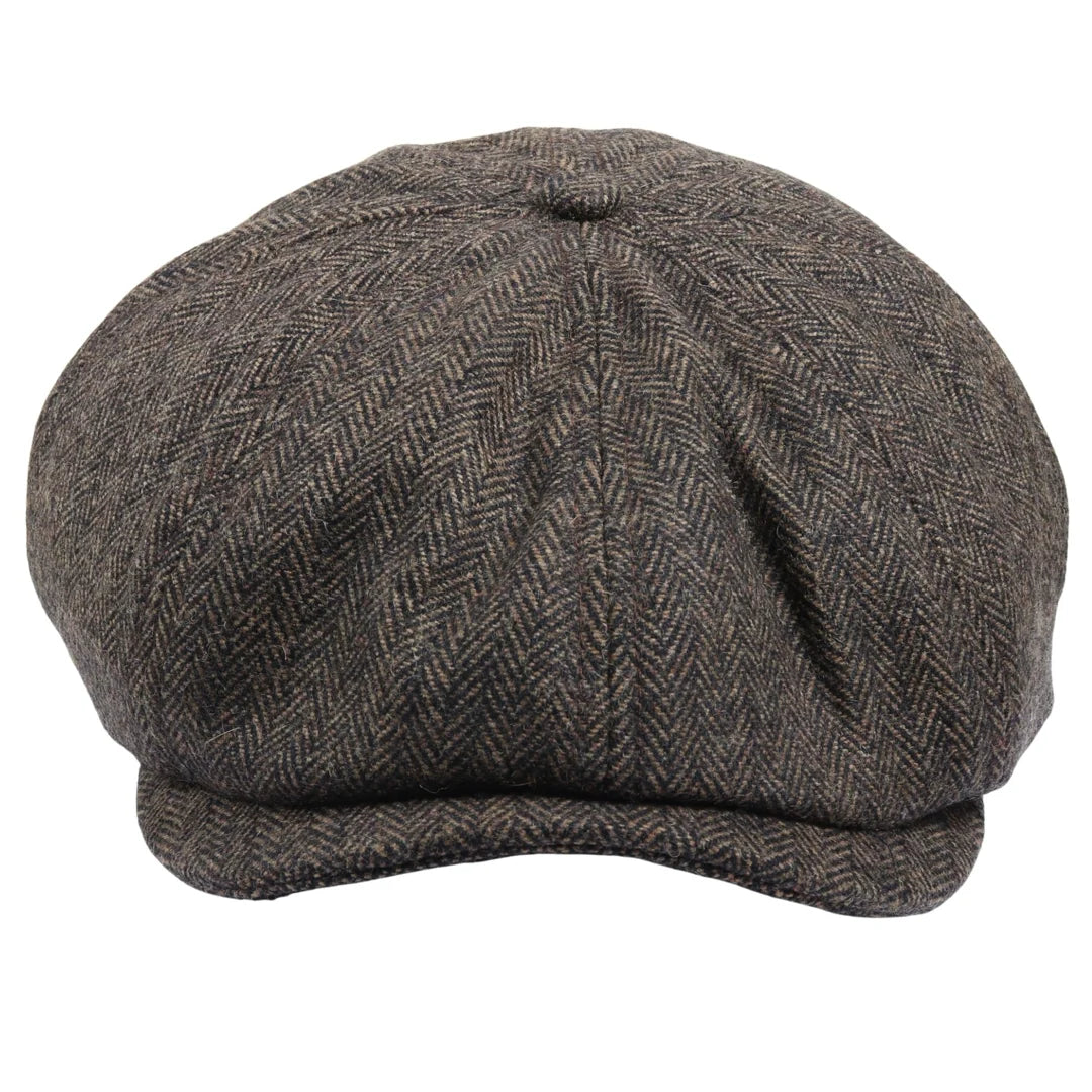 Casquette plate classique à chevrons pour homme - Marron