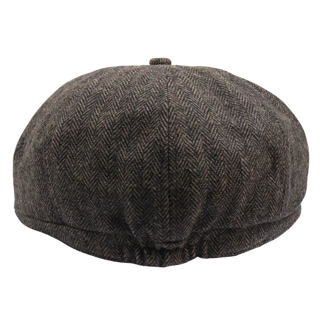 Casquette plate classique à chevrons pour homme - Marron