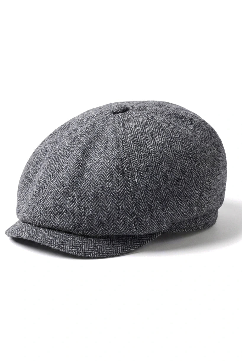Casquette plate classique à chevrons pour homme - Grise