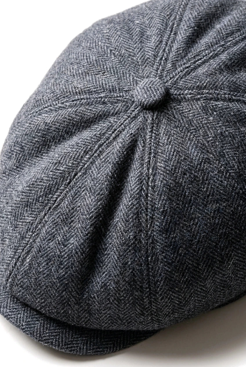 Casquette plate classique à chevrons pour homme - Grise