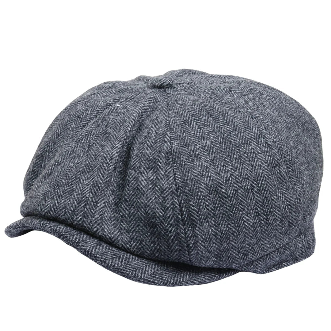 Casquette plate classique à chevrons pour homme - Grise