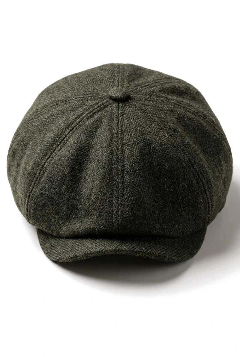 Casquette plate classique à chevrons pour homme - Olive