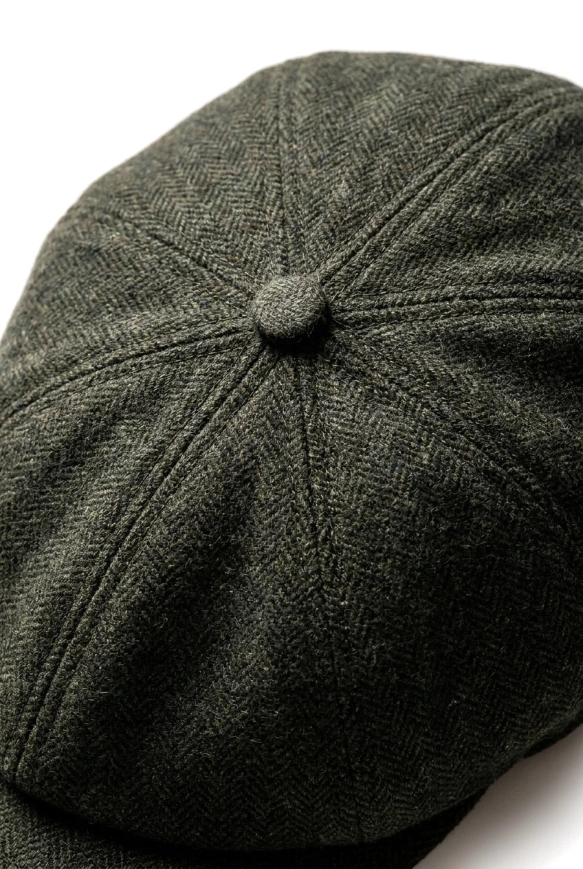Casquette plate classique à chevrons pour homme - Olive