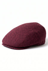 Casquette plate pour homme en laine mélangée bordeaux