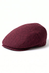 Casquette plate pour homme en laine mélangée bordeaux