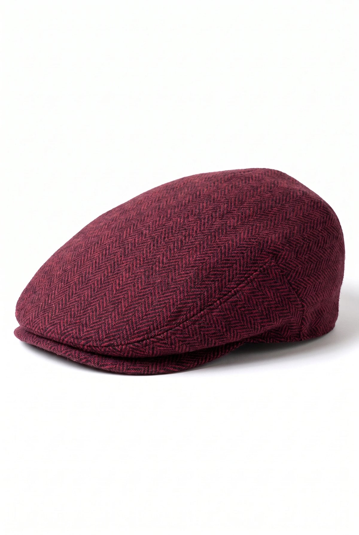 Casquette plate pour homme en laine mélangée bordeaux