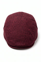Casquette plate pour homme en laine mélangée bordeaux