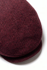 Casquette plate pour homme en laine mélangée bordeaux