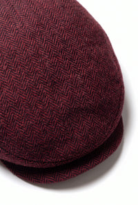 Casquette plate pour homme en laine mélangée bordeaux