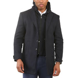 Manteau classique à capuche pour homme en laine mélangée