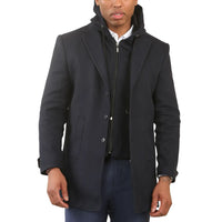 Manteau classique à capuche pour homme en laine mélangée