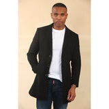 Manteau classique à capuche pour homme en laine mélangée