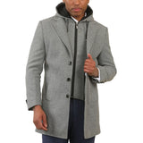 Manteau classique à capuche pour homme en laine mélangée