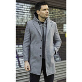 Manteau classique à capuche pour homme en laine mélangée
