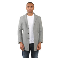 Manteau classique à capuche pour homme en laine mélangée
