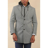 Manteau classique à capuche pour homme en laine mélangée