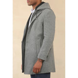 Manteau classique à capuche pour homme en laine mélangée