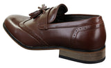 Mens Leather Slip On Tassle Brogues Driving Shoes Loafers Classic Vintage Retro