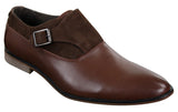 Mens Leather & Suede Slip On Buckle Italian Designer Shoes Smart Casual Formal