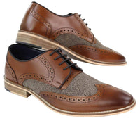 Mens Leather & Tweed 1920s Gatsby Shoes